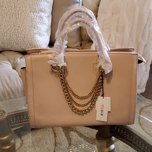Blush Bag with gold chain accents